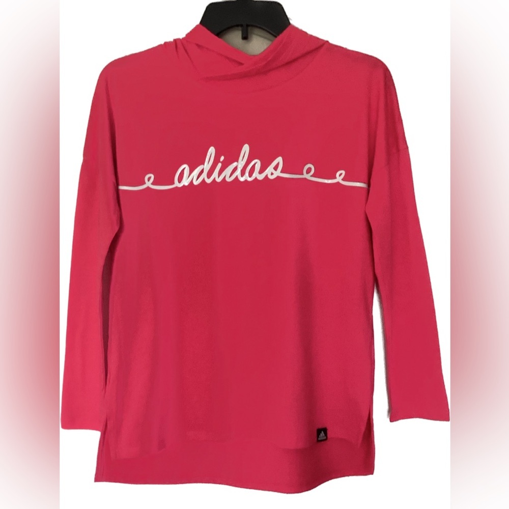 Adidas Girl’s Long Sleeve Hoodie NWT Size 16! Bright Pink, Lightweight N… - Picture 2 of 5